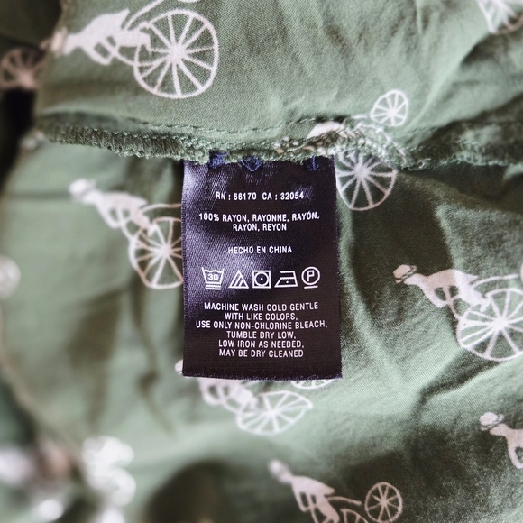 Maeve Anthropologie Bicycle Print Button Down Blouse Womens 4 Green - Picture 4 of 4